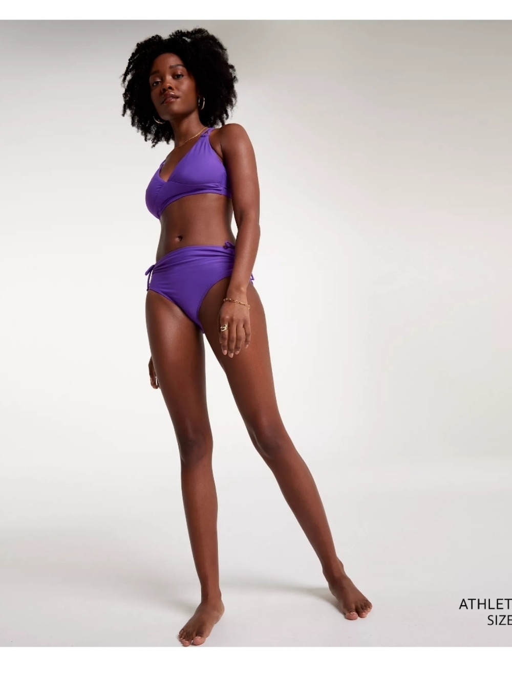 Calia Purple V-Neck Bikini Top and High Waist Bottoms - Women Swim Worn Twice